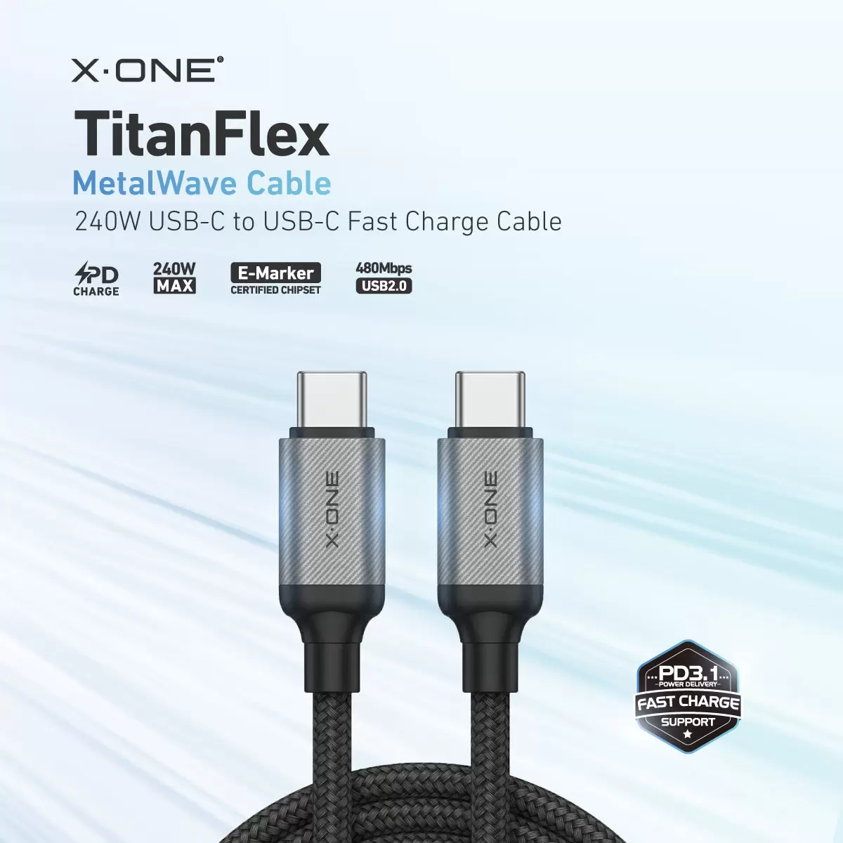 TitanFlex 240W メタル ウェーブ ケーブル